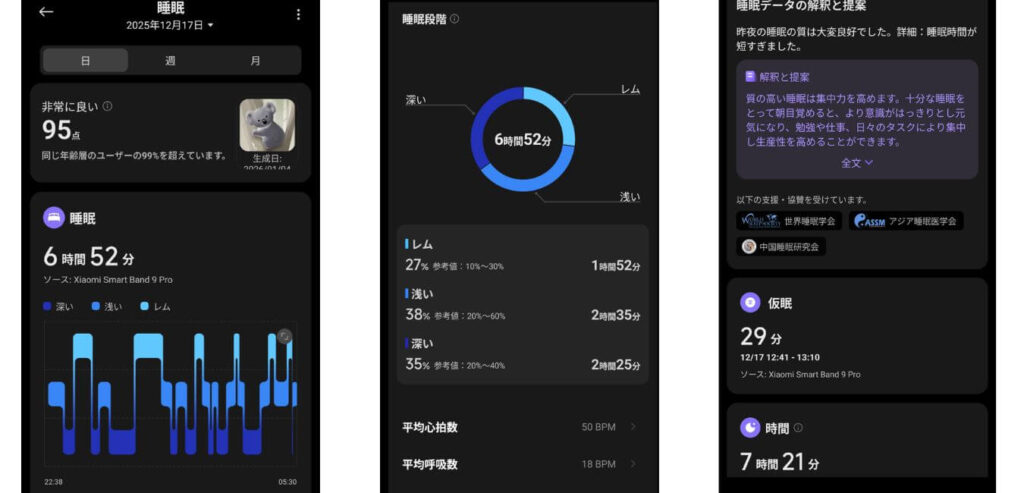  MiFitness アプリ 睡眠 深い睡眠