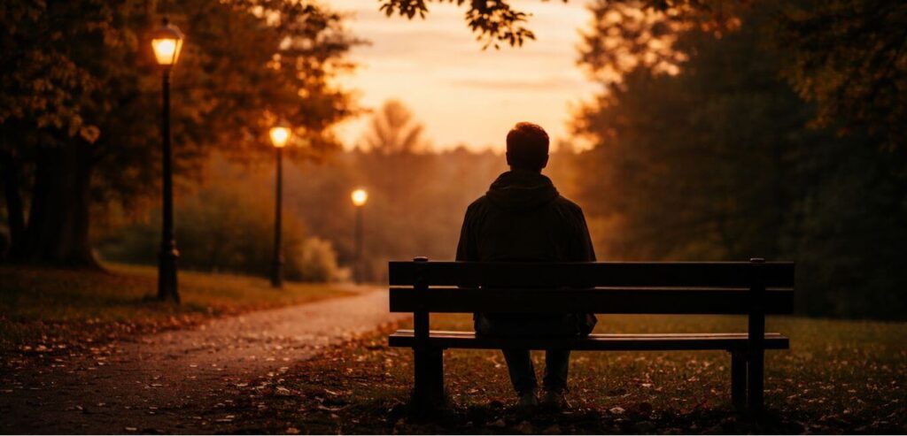 一日を振り返りながら考え事をする時間。読書で得た学びを噛み締める理学療法士の後ろ姿。