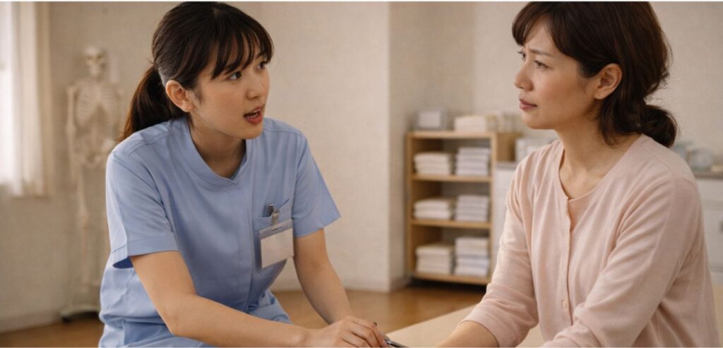 新人の頃の理学療法士。患者さんはわがままだと感じていた。対応も浅く表面的な関わり